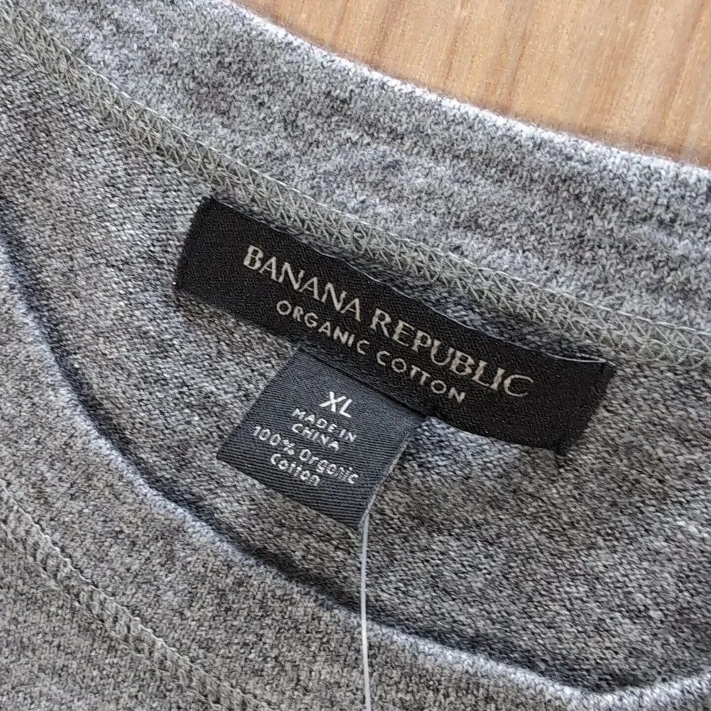 NEW 2‎ Pack Banana Republic Organic Cotton Stretch Crew Sweater XL Blue Stripes